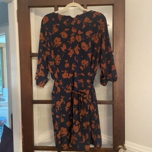 La Fee Maraboutee 3/4 Sleeve Floral Dress in Navy and Rust, Size 10 - Picture 1 of 6